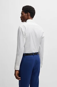 Regular-fit shirt geometric-printed stretch-cotton poplin
