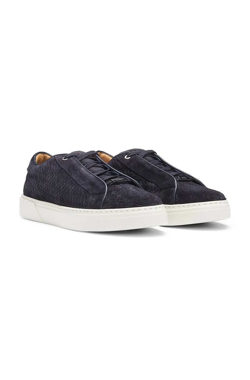 BOSS SELECTED BY SHOHEI OHTANI Gary woven-suede trainers with hidden laces