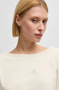 Cotton-terry sweatshirt with crystal-trimmed logo
