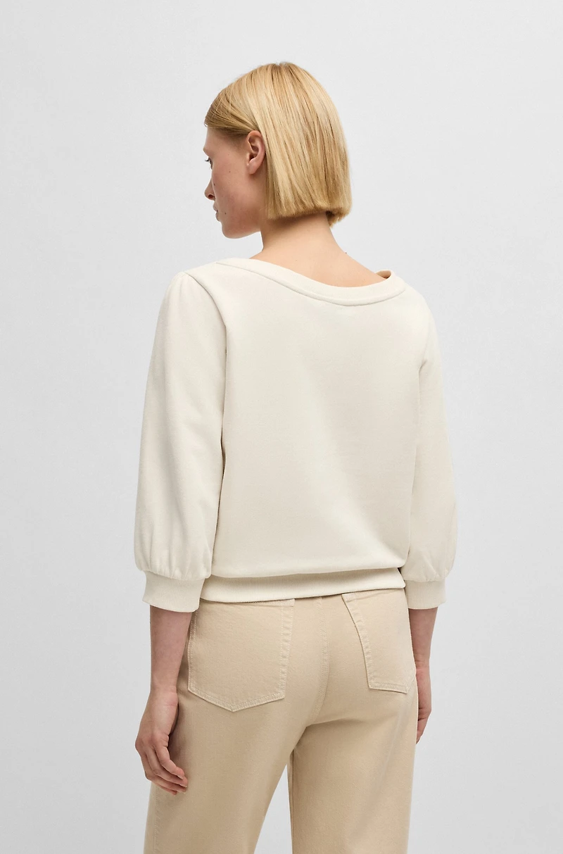 Cotton-terry sweatshirt with crystal-trimmed logo