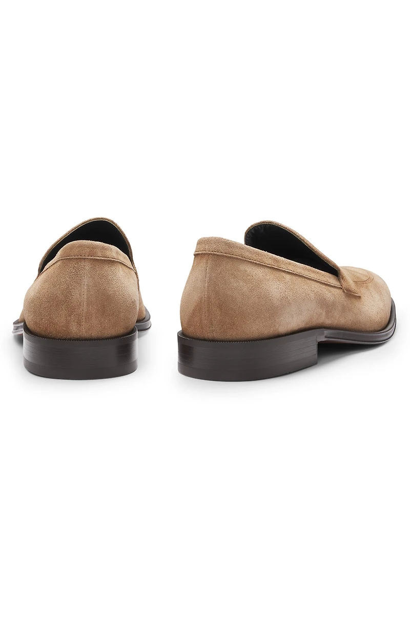 Italian-made suede loafers with penny trim