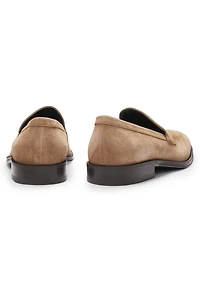 Italian-made suede loafers with penny trim