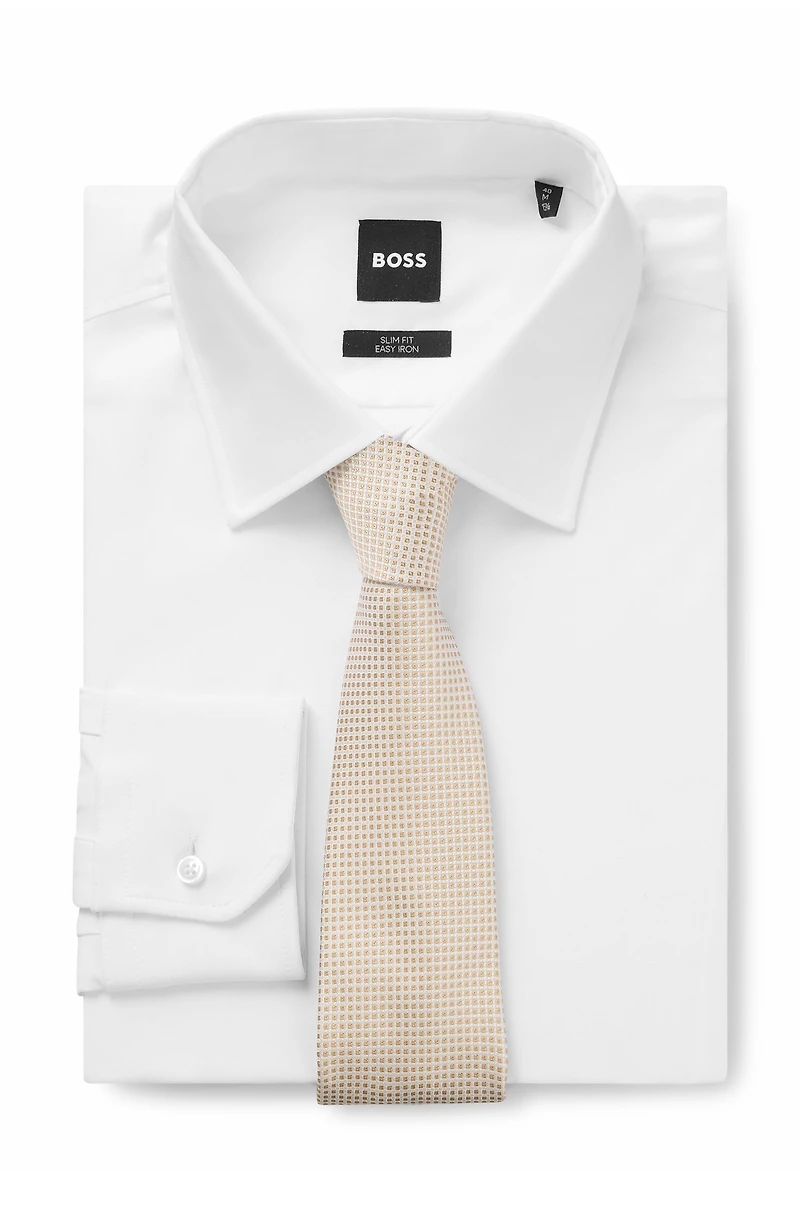 Jacquard-pattern tie in Italian-made silk