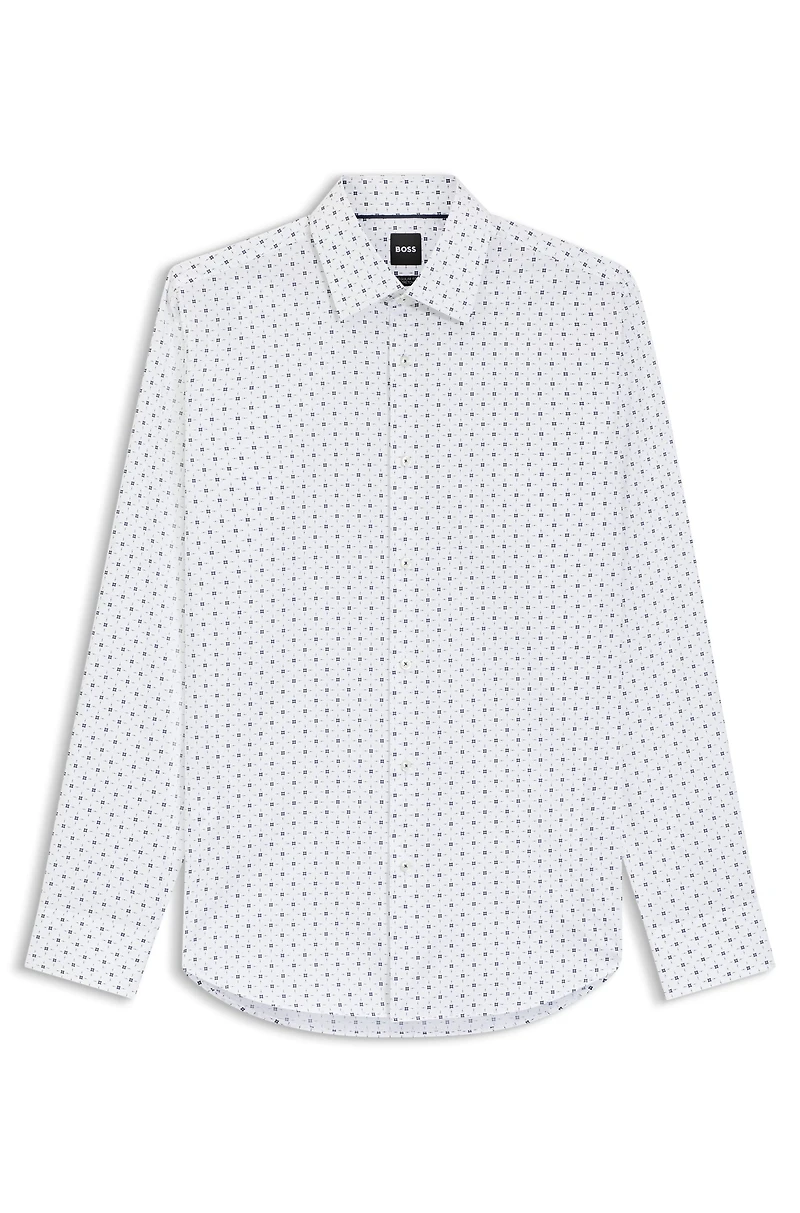 Regular-fit shirt printed stretch-cotton poplin