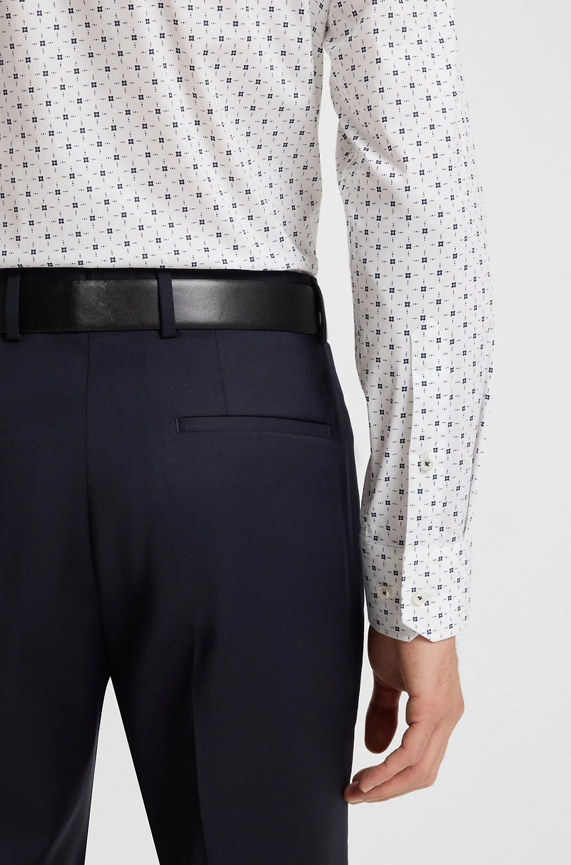 Regular-fit shirt printed stretch-cotton poplin