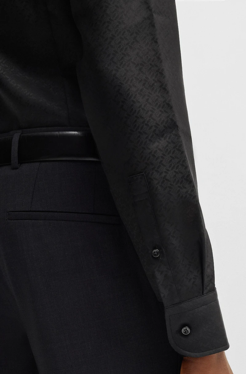 Slim-fit shirt with leaf jacquard