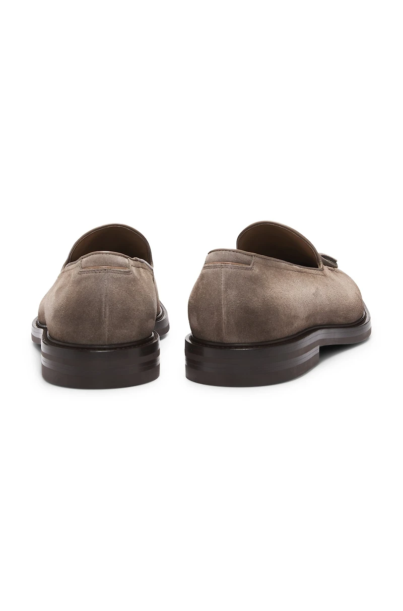 Suede loafers with tassel trim