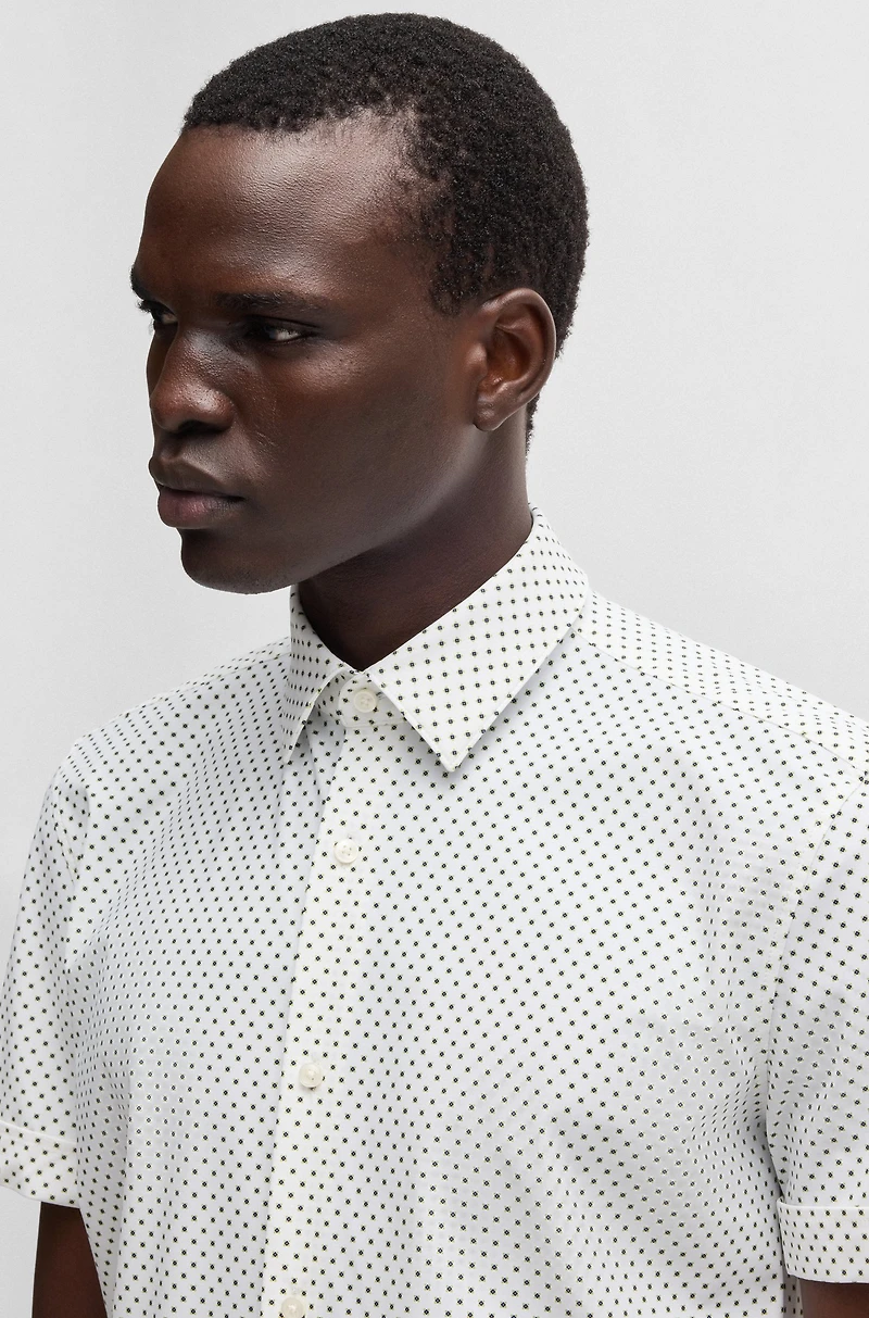 Slim-fit shirt printed performance-stretch jersey