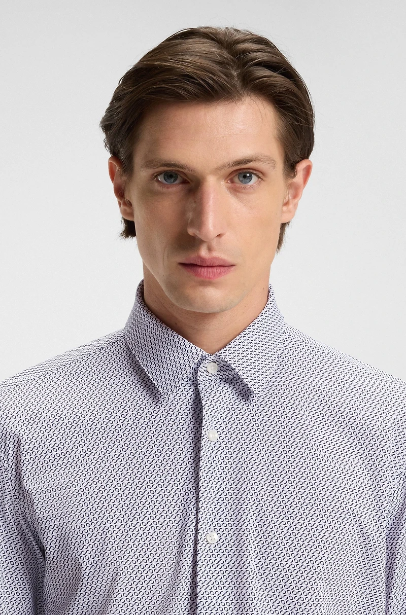 Slim-fit shirt printed performance-stretch jersey