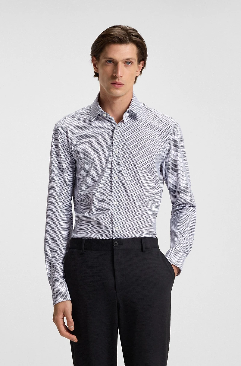 Slim-fit shirt printed performance-stretch jersey