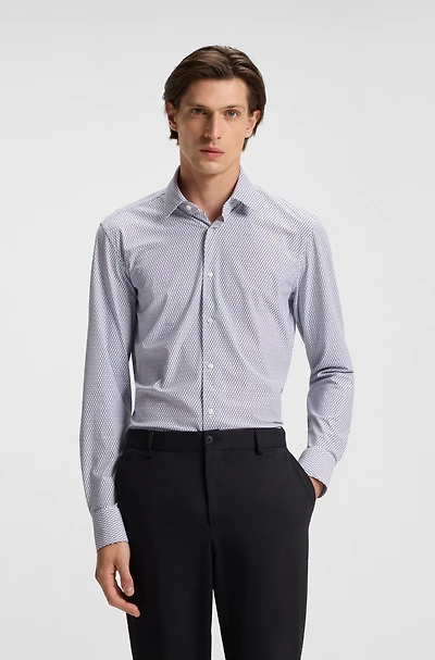 Slim-fit shirt printed performance-stretch jersey