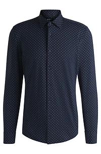 Slim-fit shirt geometric-print performance-stretch fabric