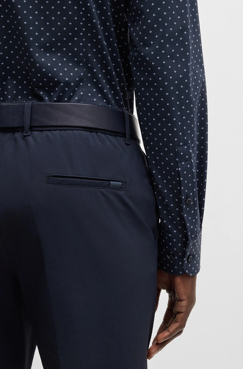 Slim-fit shirt geometric-print performance-stretch fabric
