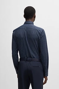 Slim-fit shirt geometric-print performance-stretch fabric