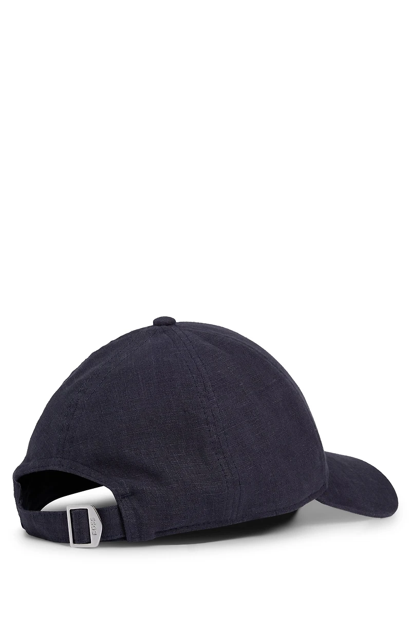 Linen cap with embroidered logo