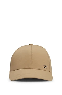 Logo-trim cap in cotton twill