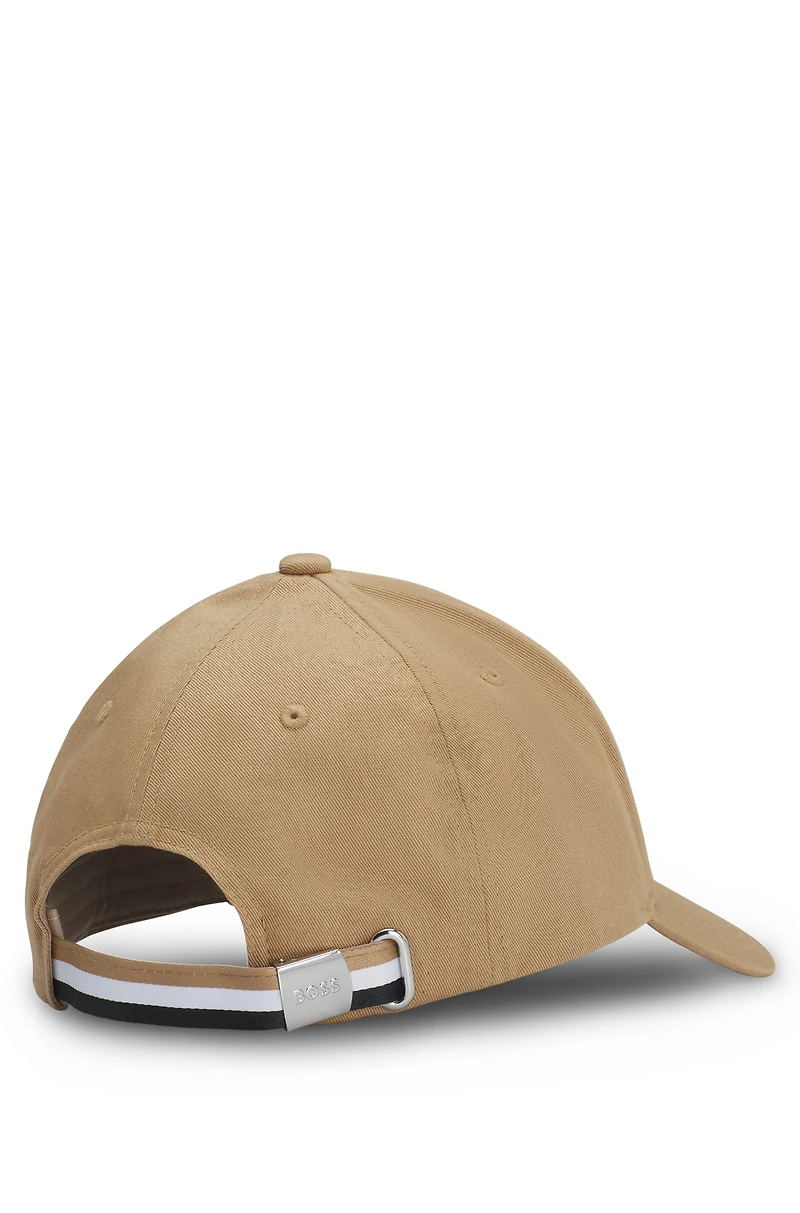 Logo-trim cap in cotton twill