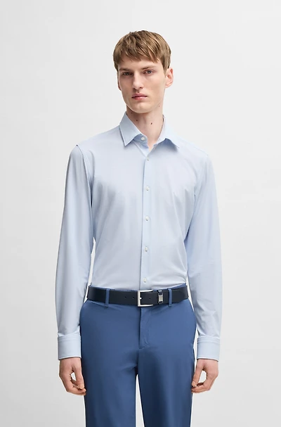 Slim-fit shirt structured performance fabric