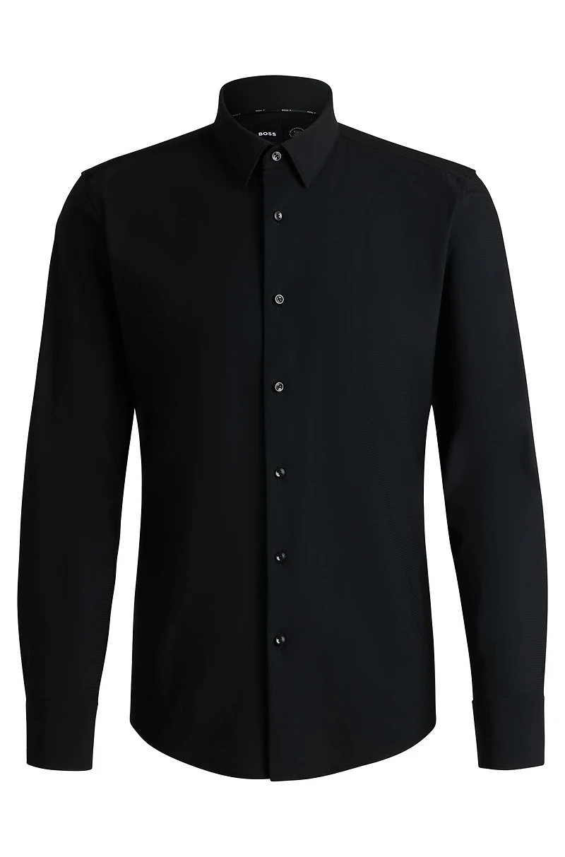 Slim-fit shirt structured performance-stretch jersey