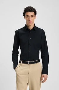 Slim-fit shirt structured performance-stretch jersey