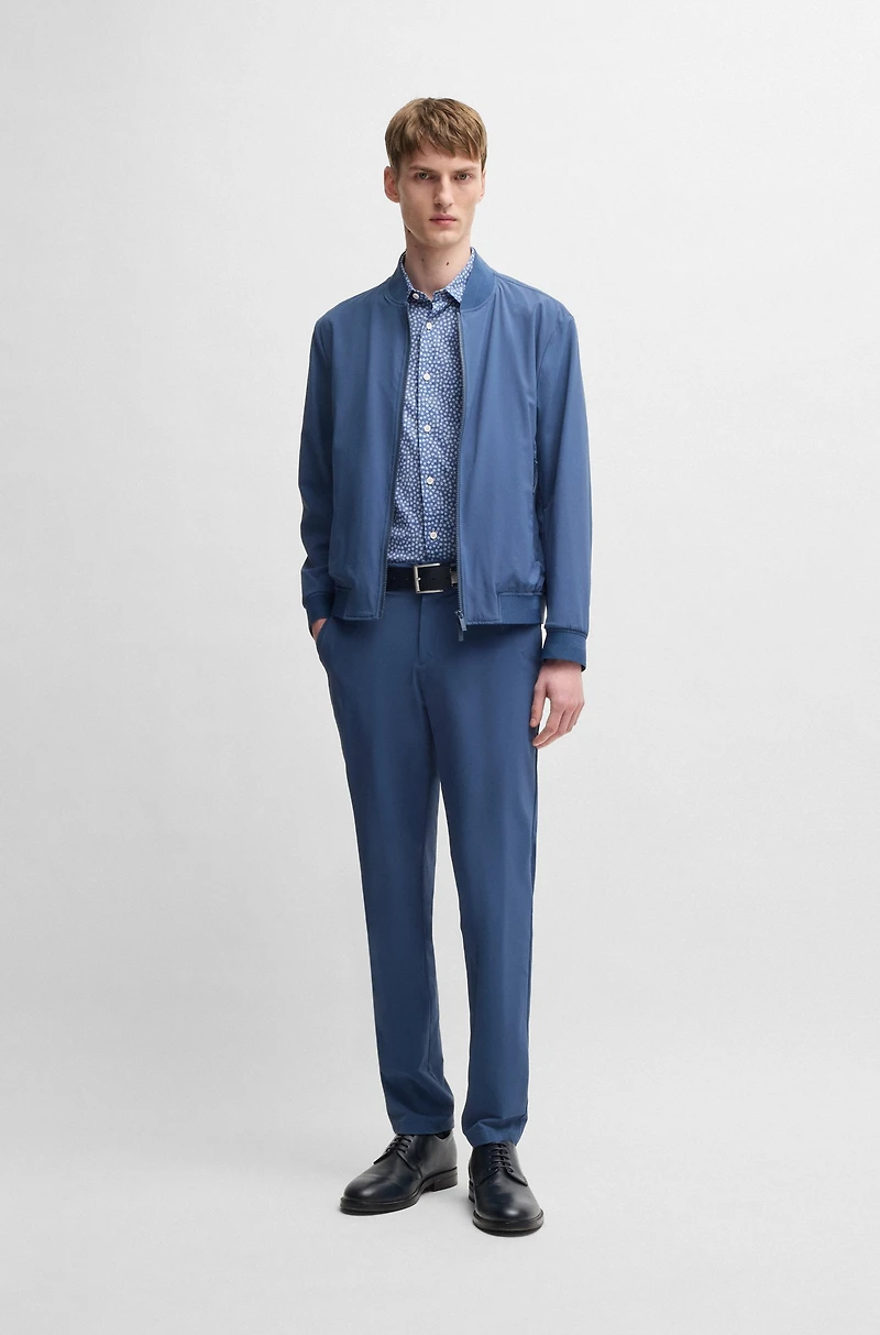 Slim-fit shirt floral-print performance fabric