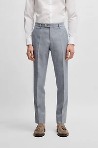 Slim-fit trousers striped wool and linen
