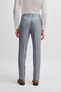 Slim-fit trousers striped wool and linen