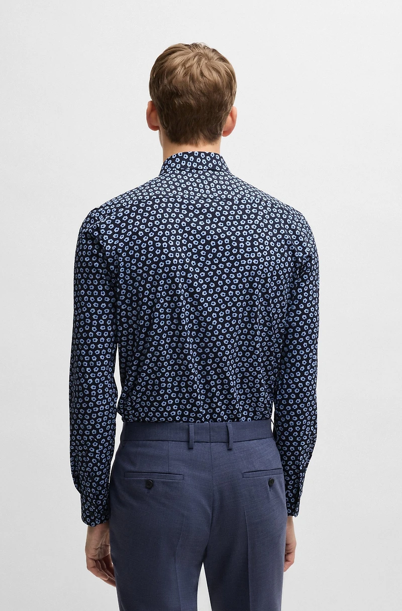 Slim-fit shirt floral-print performance-stretch jersey