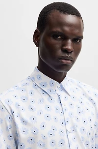 Slim-fit shirt a floral-print cotton blend