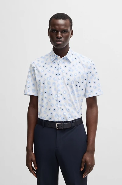 Slim-fit shirt a floral-print cotton blend
