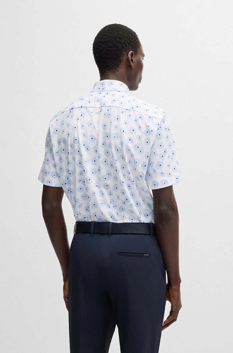 Slim-fit shirt a floral-print cotton blend