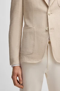 Slim-fit blazer patterned linen and cotton