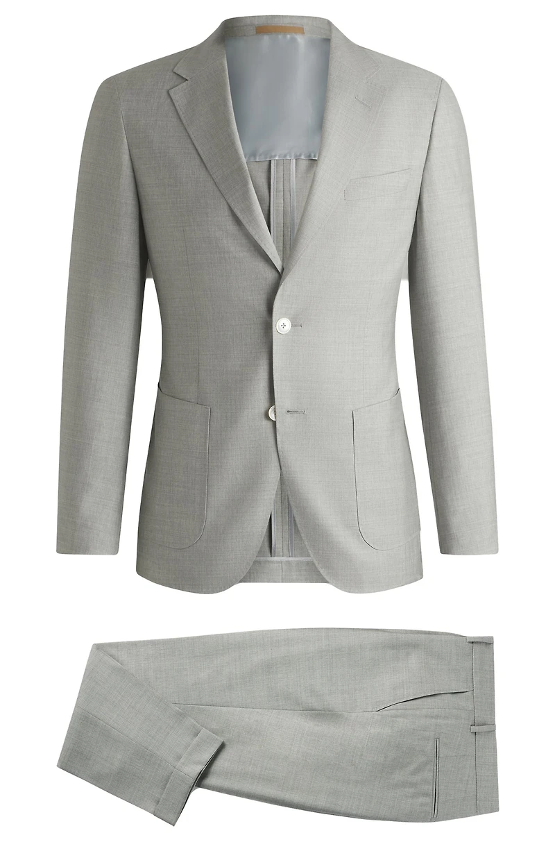 Slim-fit suit micro-patterned wool and silk