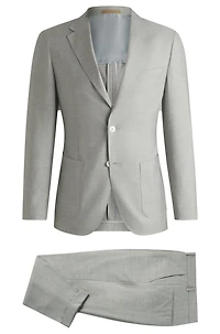 Slim-fit suit micro-patterned wool and silk