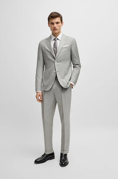 Slim-fit suit micro-patterned wool and silk