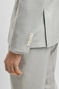 Slim-fit suit micro-patterned wool and silk