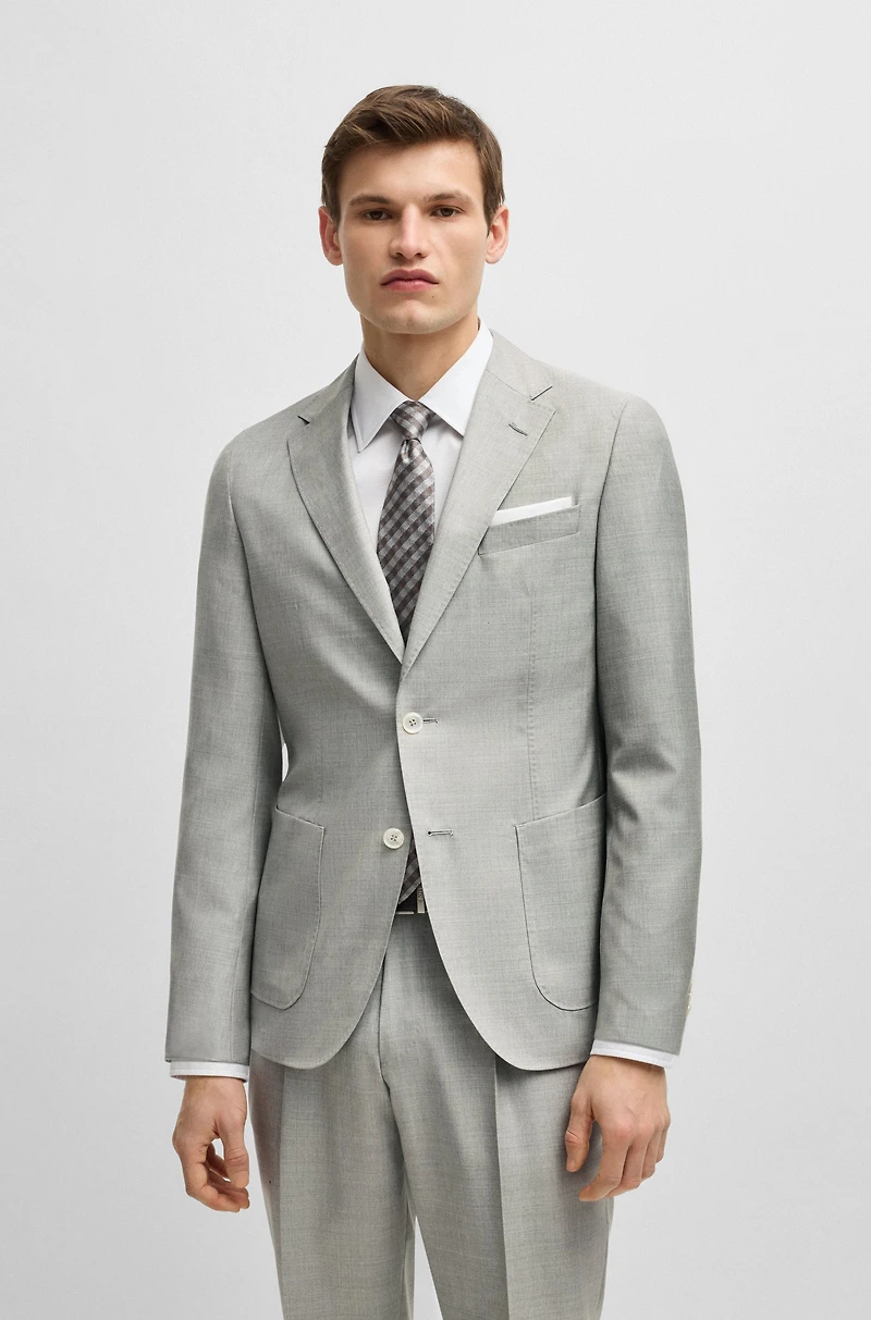 Slim-fit suit micro-patterned wool and silk