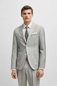 Slim-fit suit micro-patterned wool and silk