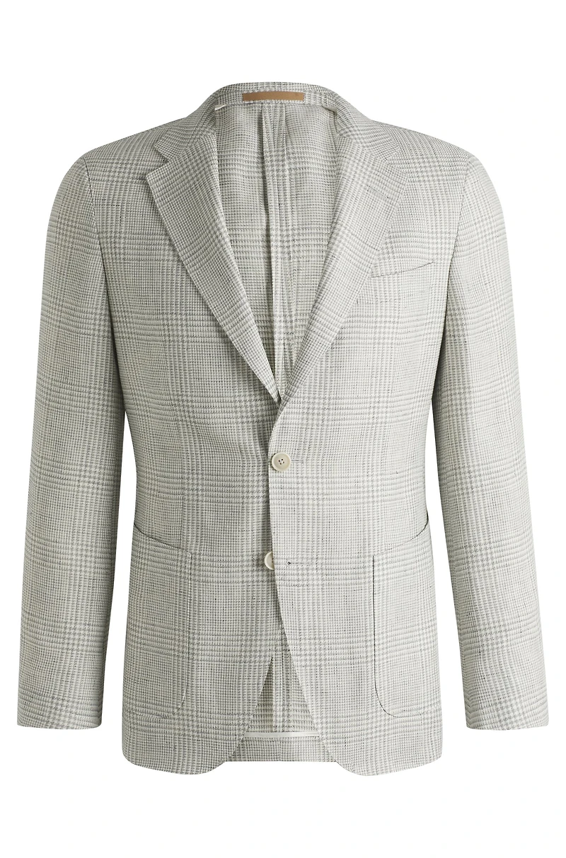 Slim-fit blazer checked linen and wool