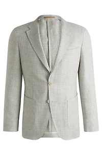 Slim-fit blazer checked linen and wool