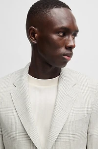 Slim-fit blazer checked linen and wool