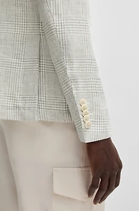 Slim-fit blazer checked linen and wool
