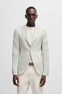 Slim-fit blazer checked linen and wool