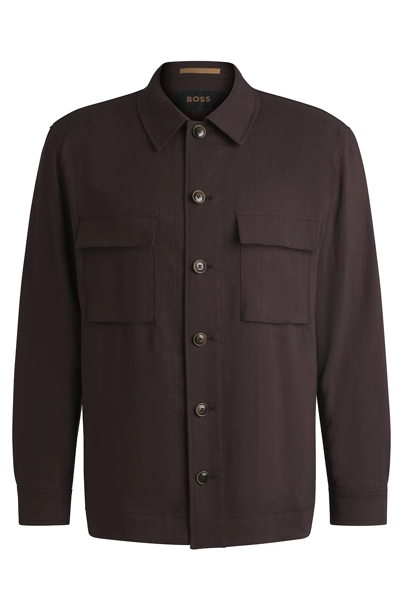 Relaxed-fit overshirt a linen blend with wool
