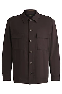 Relaxed-fit overshirt a linen blend with wool