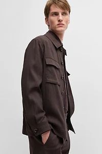 Relaxed-fit overshirt a linen blend with wool