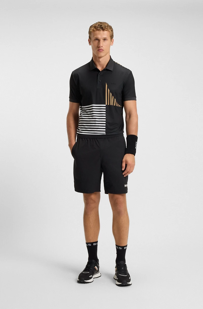 Paddy Active stretch-jersey polo shirt with digital print