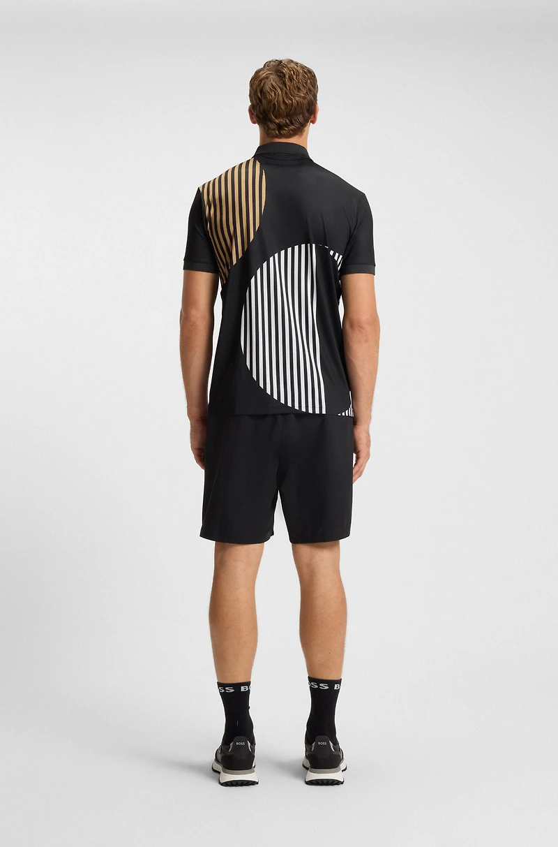 Paddy Active stretch-jersey polo shirt with digital print
