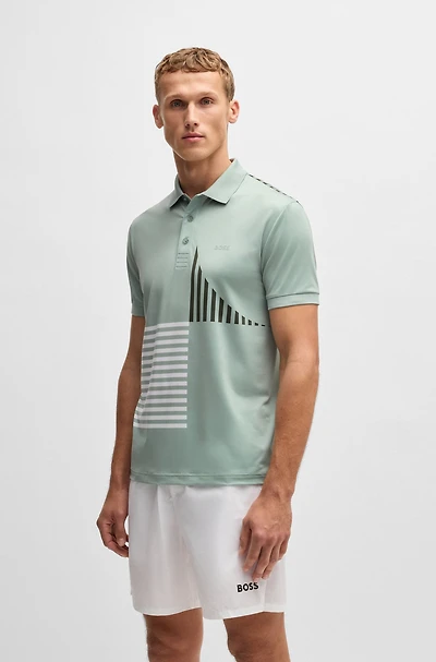 Paddy Active stretch-jersey polo shirt with digital print