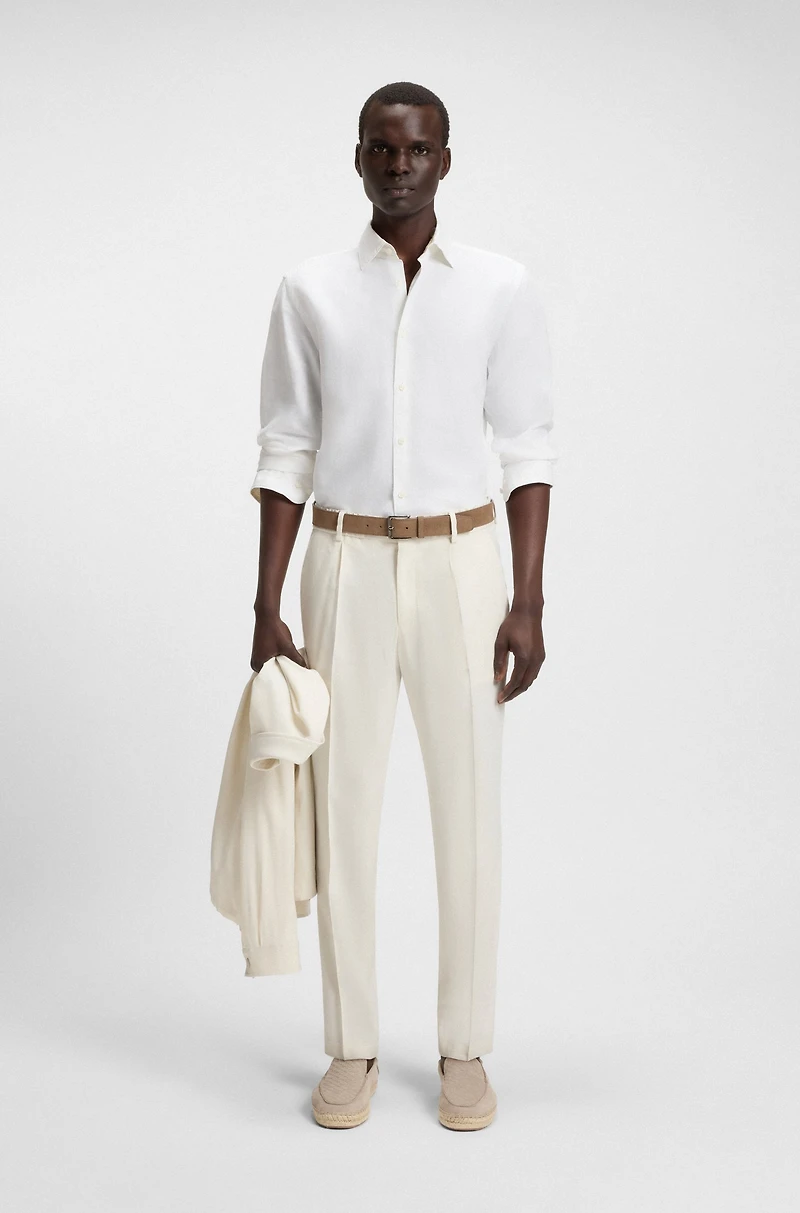 Regular-fit shirt linen-cotton chambray